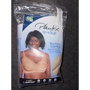 Playtex 18 Hour Bounce Control Wire Free Bra Women's 36D Taupe Hook & Eye Back